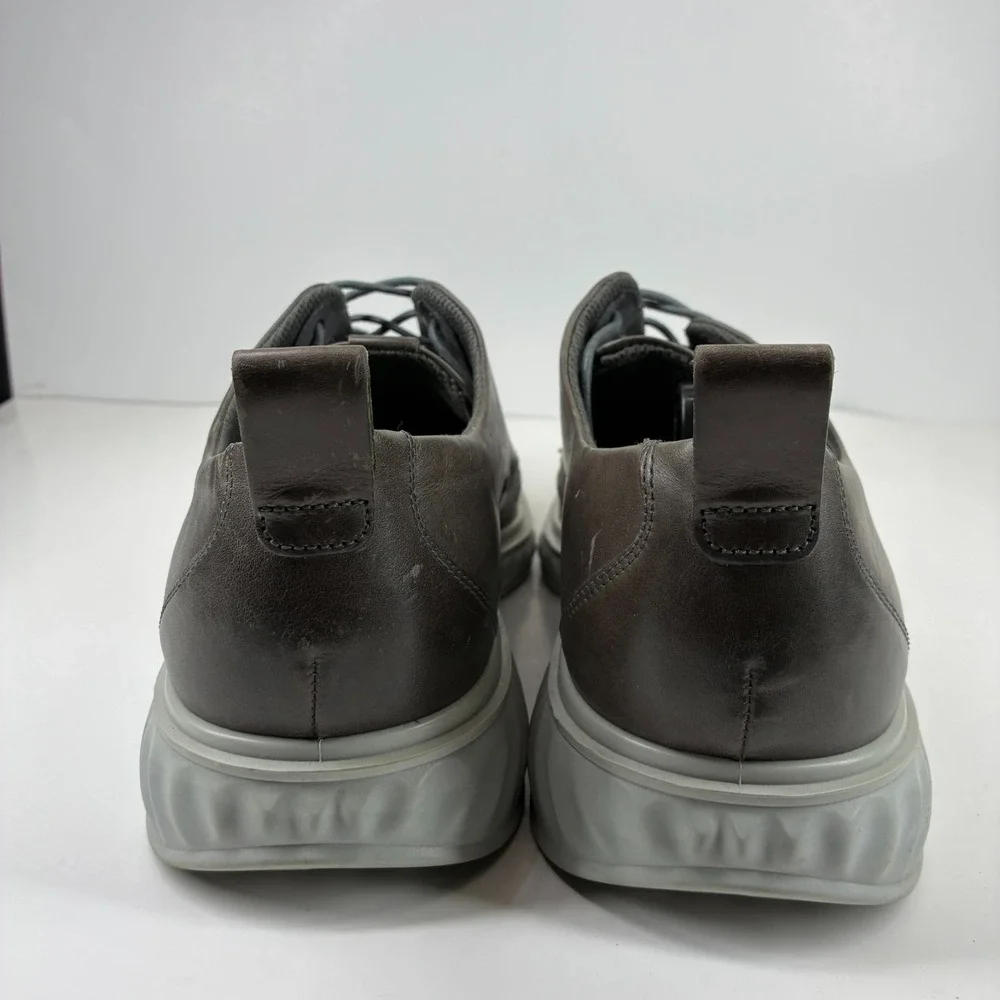ECCO ST.1 Hybrid Lite Men's 12 Dark Brown Leather Plain Toe Derby Dress Sneakers